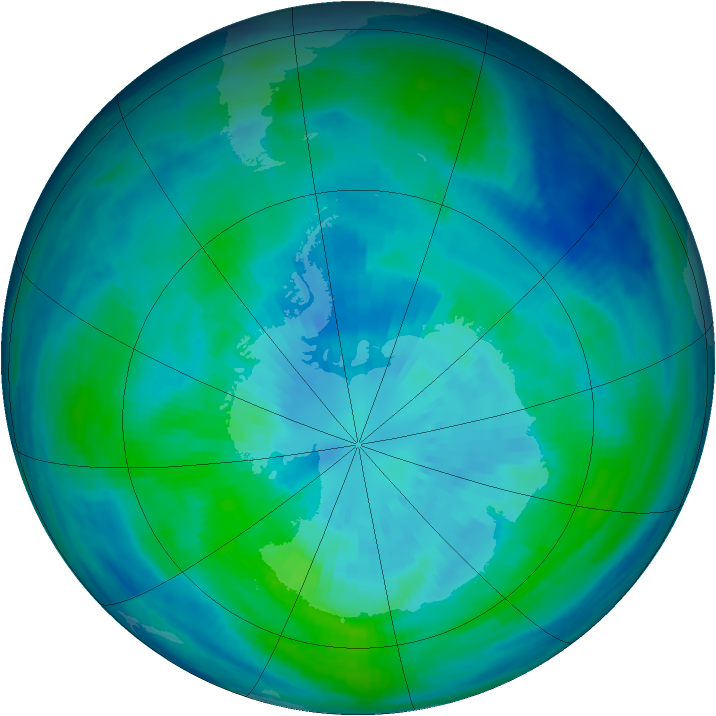 Antarctic ozone map for 27 March 1998